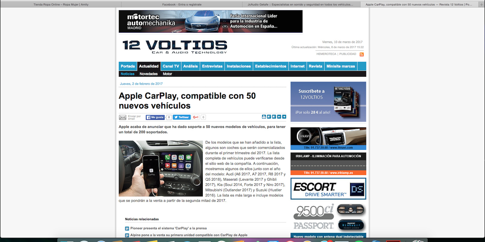 Apple CarPaly ,compatible con 50 nuevos vehículos
