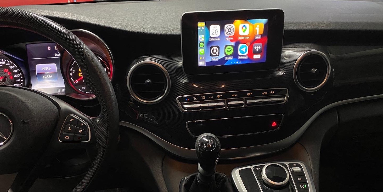 Mercedes Clase V CarPlay-Android Auto y Cámara trasera